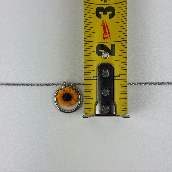 Dainty Yellow Sunflower Silver O-Ring Pendant Necklace Jewelry Flower Floral NEW - Picture 16 of 16